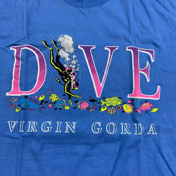 Vintage NWOT 90s Dive Virgin Island Gorda T Shirt Mens XL Scuba Diving Snorkling - Picture 3 of 8